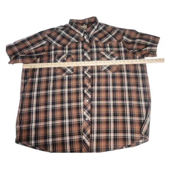 Wrangler Retro Brown Plaid Western Shirt Sawtooth Pockets Pearl Snap Button 3XL - Picture 4 of 12